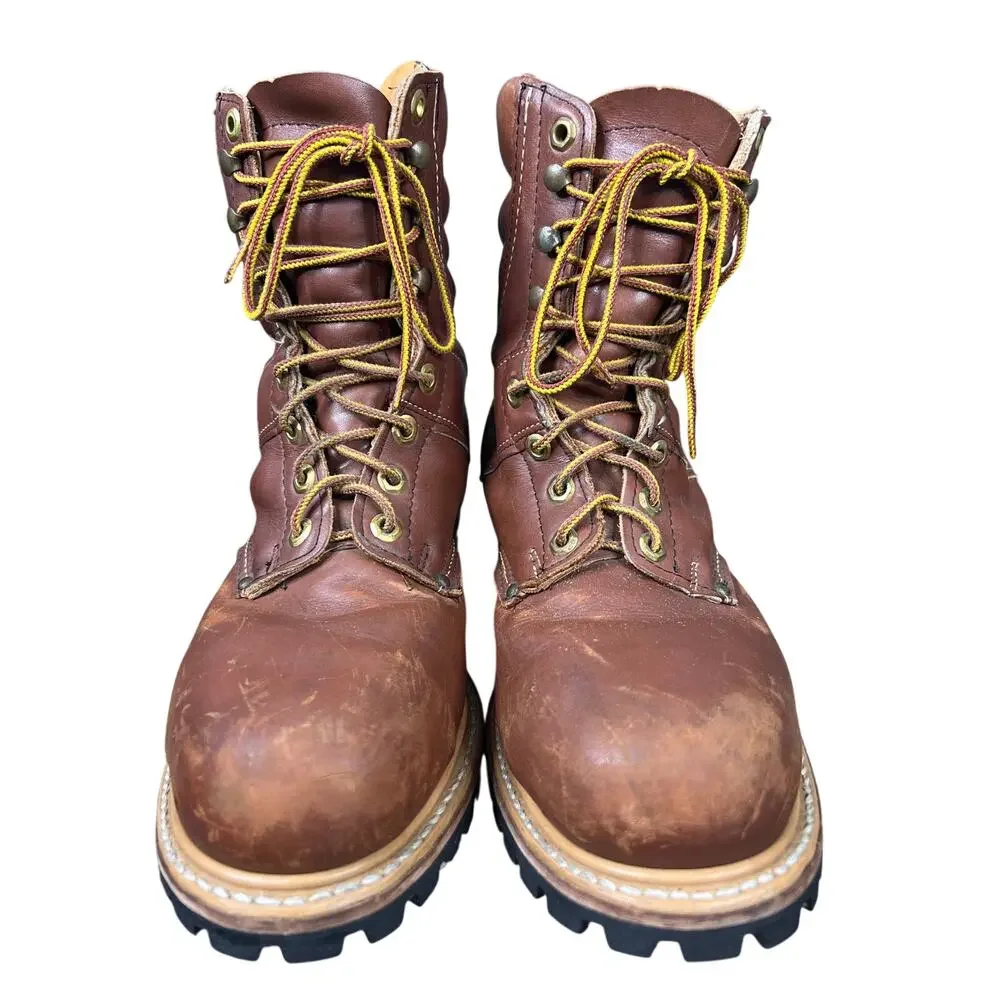 Vintage Carolina Men’s Brown Leather Logger Work Boots Size US 9